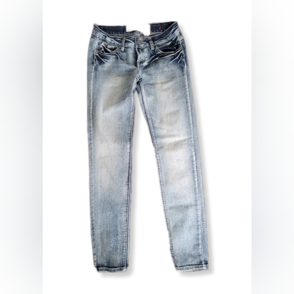 Zanadi Jeans Blue Acid Wash Straight Leg Cotton Blend 5 Pocket Size 9